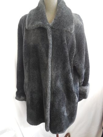 ca. Gr.48 Winterjacke Kurzmantel Kunstpelz antrazith