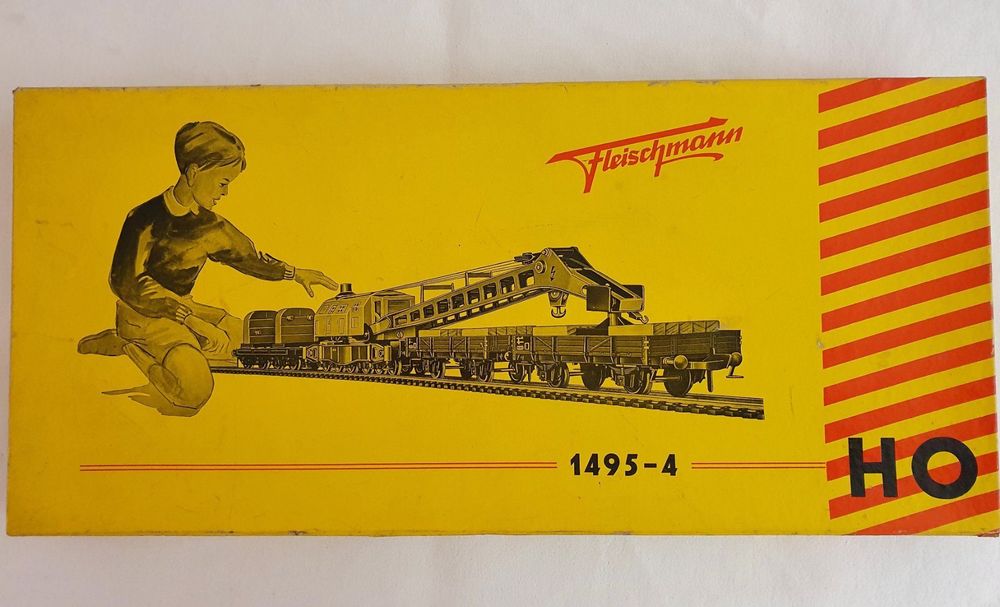 Coffret Fleischmann HO Réf 1495-4 – Wagon Grue – Alimentation CC – Neuf