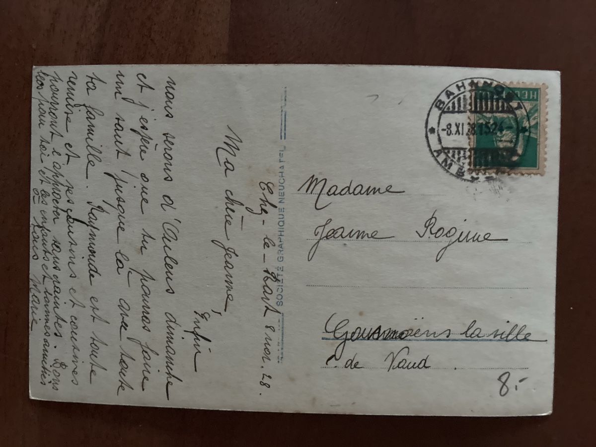 Cartoline postali: Ansichtskarte Schweiz von Chez le Bart NE – Usato da Oftringen venduto da Cla.vD.74 1