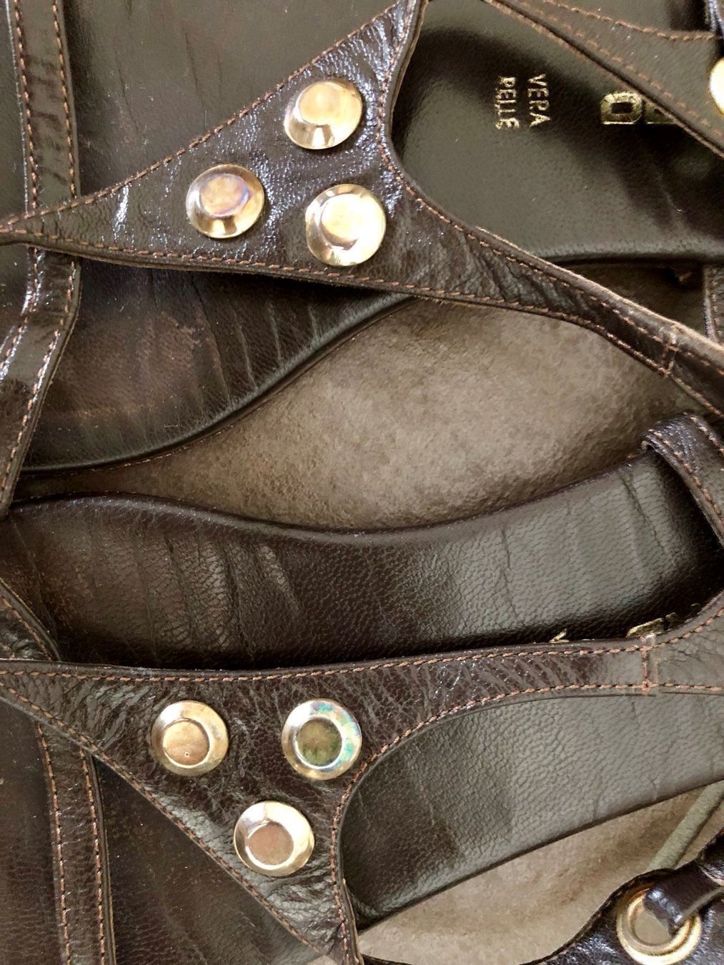 Damenschuhe: Leder Sandalette braun mit gold – Gebraucht aus Hergiswil NW von Labello01 1