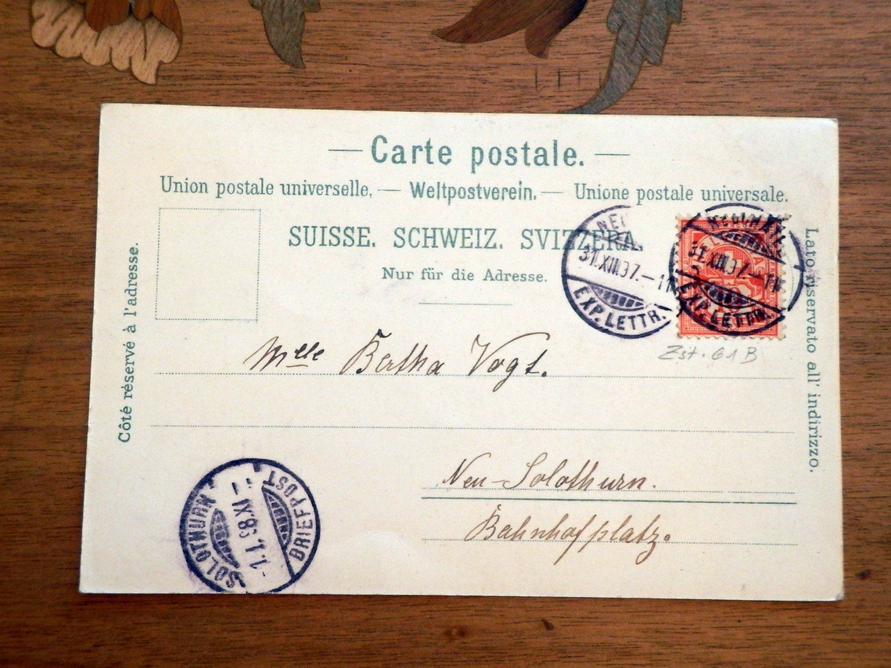 Cartoline postali: Litho. Souvenir de Neuchatel, Silvester – Usato da Ueberstorf venduto da dinbau 4