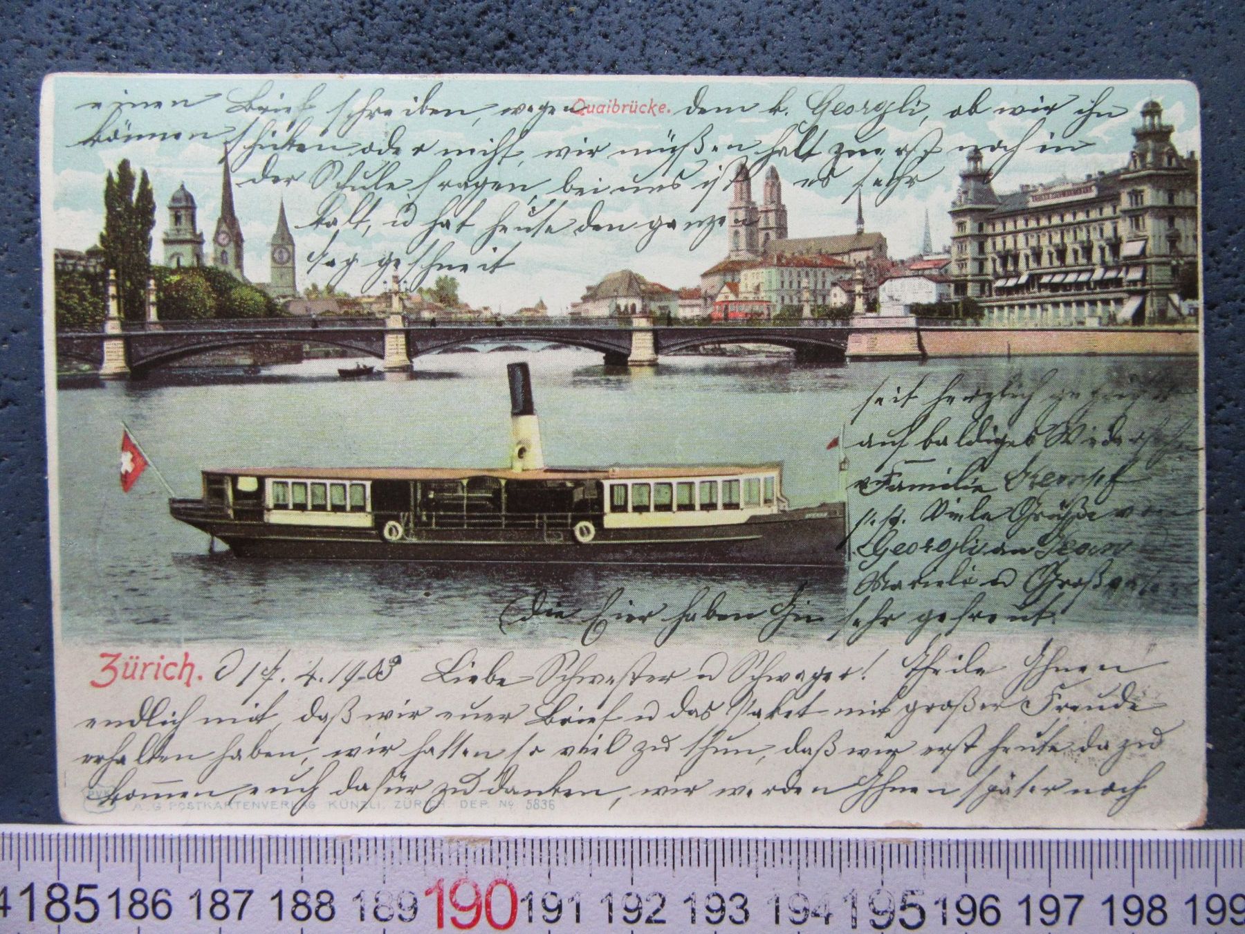Ansichtskarten: ZÜRICH 1903 KLEINES DAMPFBOOT ZH AK – Gebraucht aus Ettingen von Hausi4711