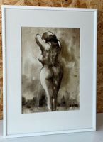 Aquarell / kurviger weiblicher Akt von Otto Huber  (ID S129)
