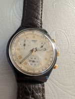 Swatch Chronograph Uhr schwarz Lederband