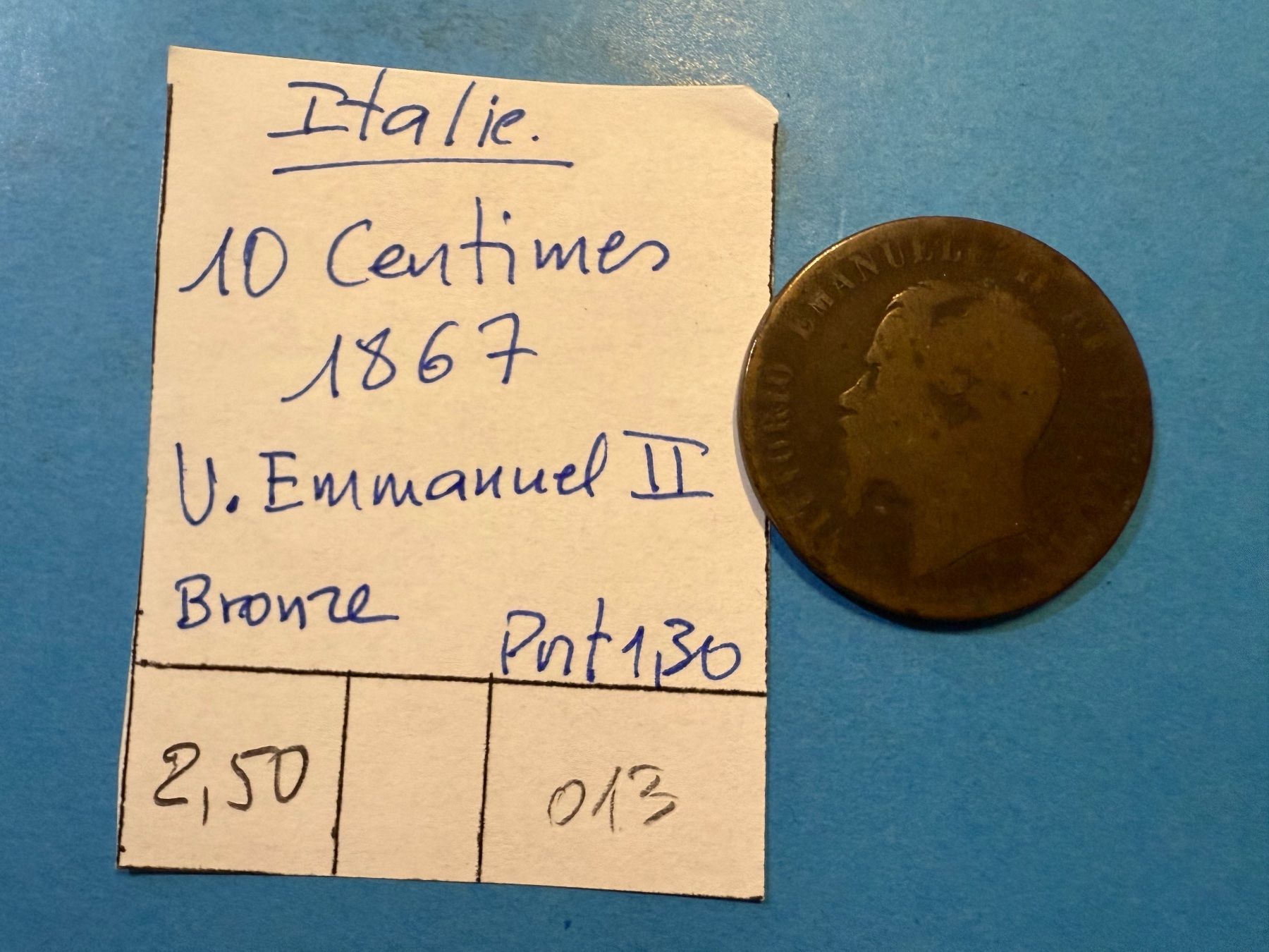 Toutes les monnaies: ITALIE : 10 CENTIMES 1867 - V. EMMANUEL III – D'occasion à genève par GEnumist