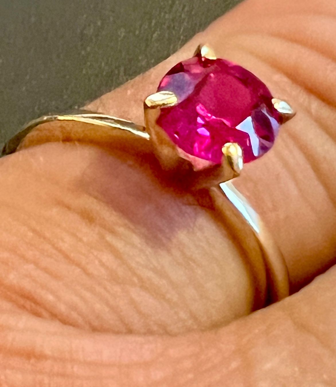 Anelli: Gold-Ring 14K mit synth. Rubin – Usato da Chur venduto da Penting1935 8
