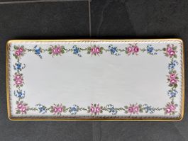 Vintage  Porzellanplatte, Handarbeit, Blumendekor, 1984