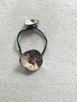 Bracelet cuir avec pastille en argent martelée