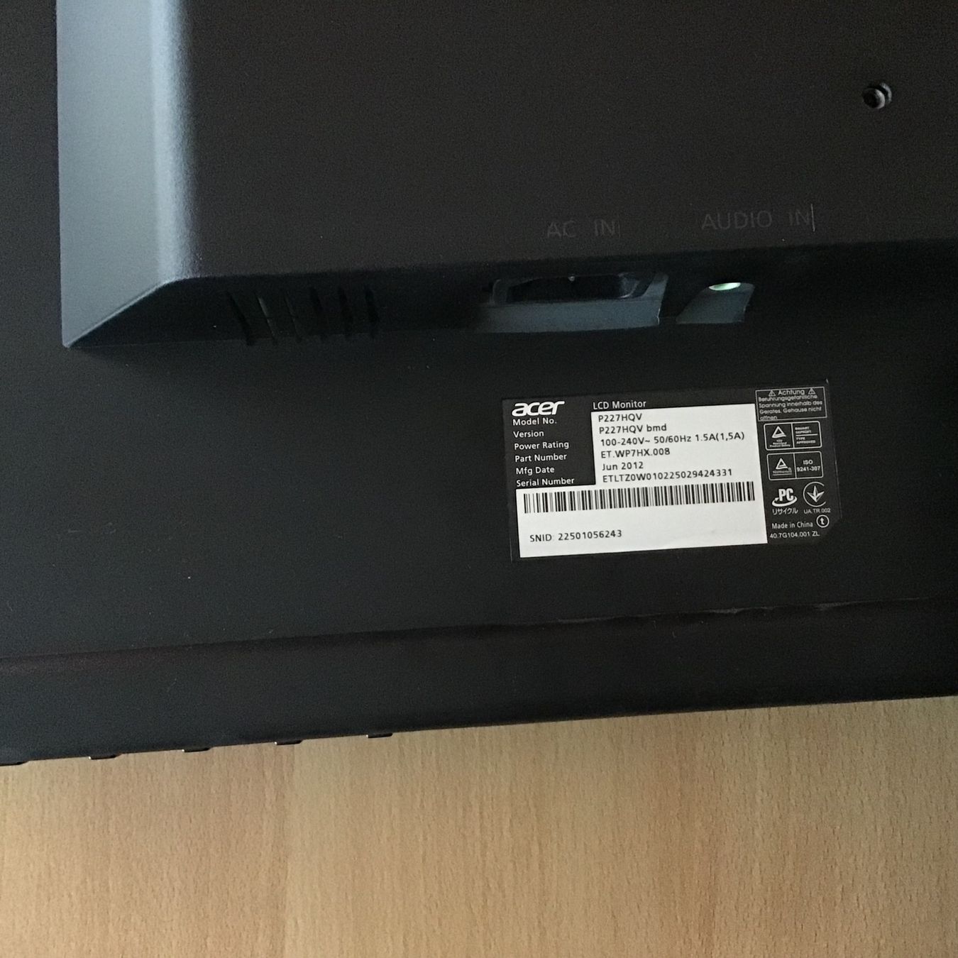 Acer Monitor: ACER  Monitore  22 Zoll – Usato da Trimbach venduto da Mery70 2