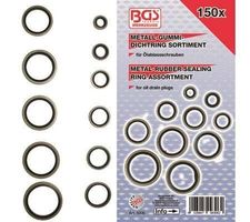 Metall-Dichtring-Sortiment mit Gummi-Dichtwulst, 150-tlg.