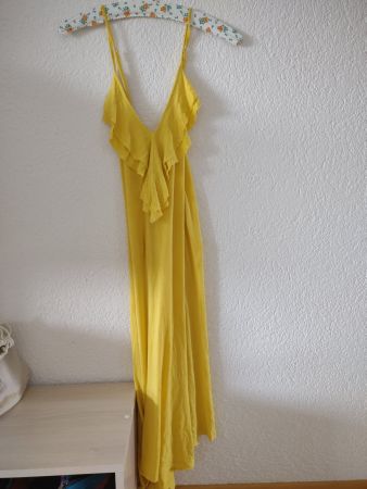 Robe longue jaune avec volants taille S