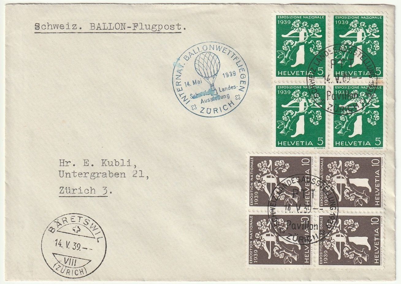 Alle Briefmarken: Lot 5 Flugbriefe Pro Aero / Bedarf – Gebraucht aus Fislisbach von Zigzag12 2