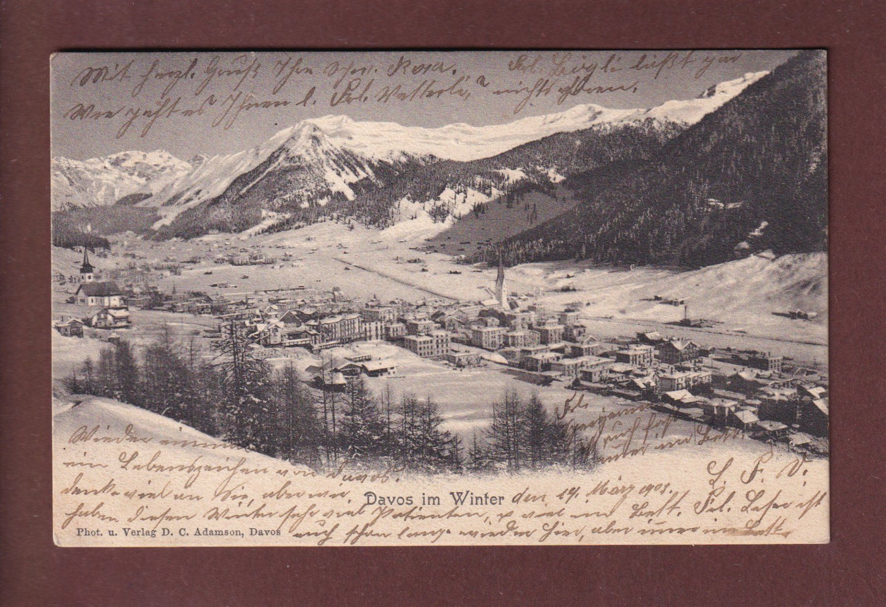 Cartoline postali: DAVOS im Winter - 1903 – Usato da Pully venduto da nicecards