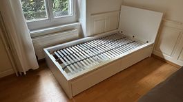 Ikea Malm Bett 90x200cm inkl. Rost und Schubladen