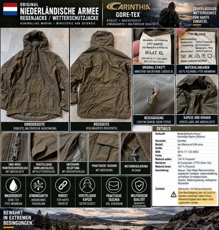 Original NL Carinthia Gore-Tex Regenjacke – KMarns – XL
