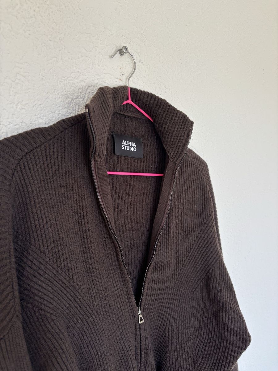 Maglioni & Felpe: Wool zipped cardigan brown Alpha Studio  – Usato da Zürich venduto da dam_552x 3