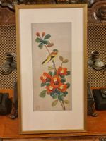 Chinesische Grafik auf vermutl. Seide, Vogelmotiv