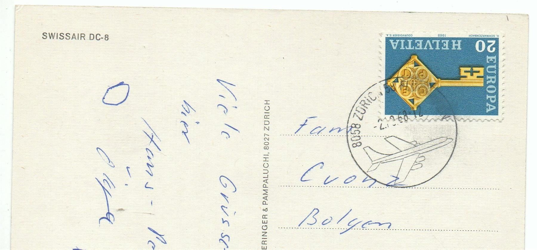 Cartoline postali: Flugzeug SWISSAIR DC-8 – Usato da Jona venduto da philajona 1