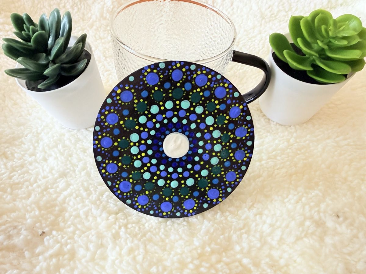Untersetzer: Hand Painted Dot Mandala Coaster Set (2 pcs) - Unique Gift! – Neu und originalverpackt aus Opfikon von aka_xl7l 3