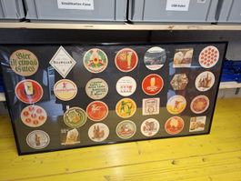 Alte Bierdeckel Sammlung Schützengarten im Bilderrahmen