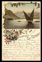 Litho Lac Léman, Voilier et barques