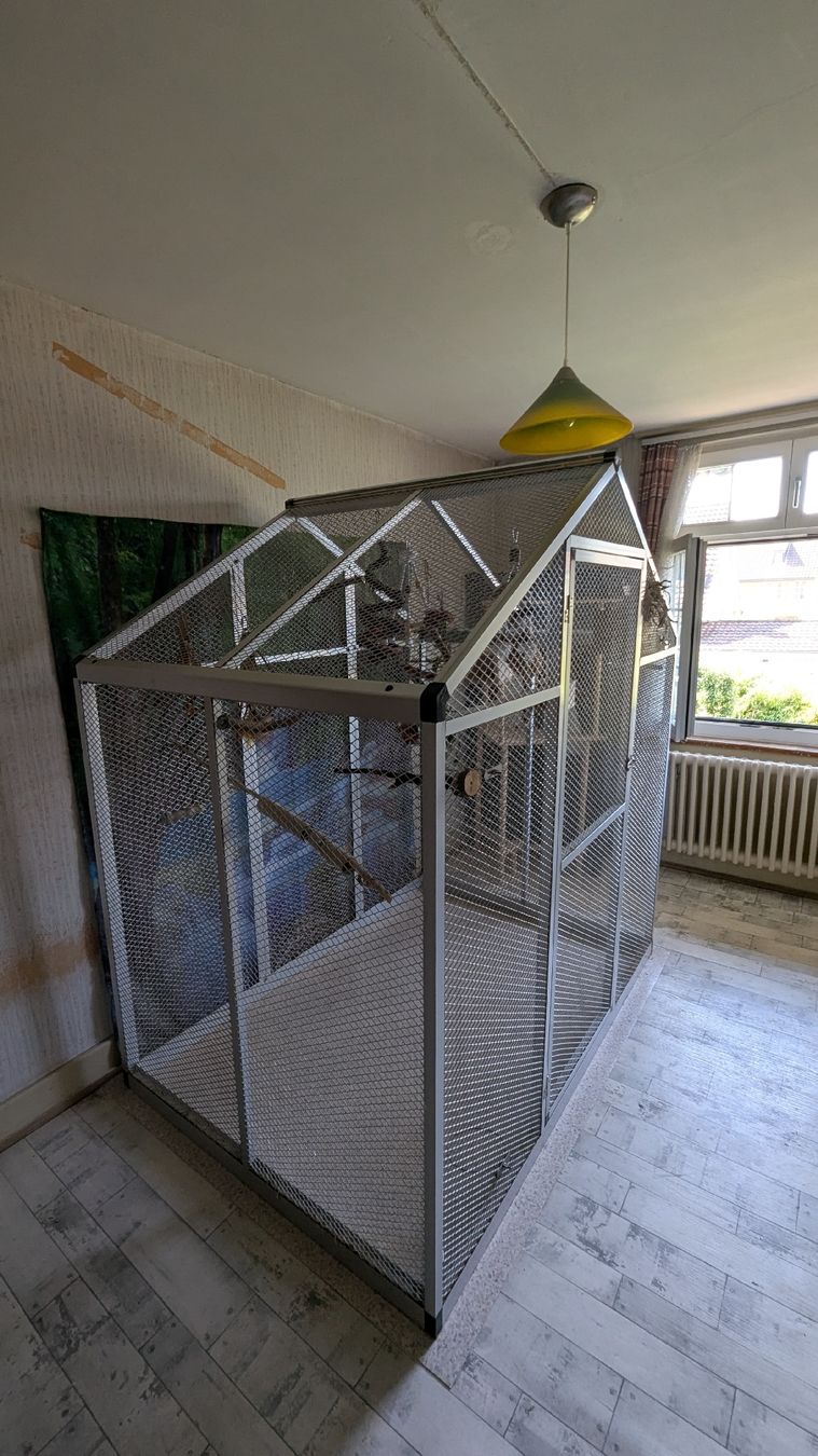 Cages, transport & sécurité: Grosse Vogelvoliere mit Türe – D'occasion à Rupperswil par Svelos