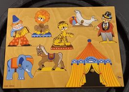 *ZIRKUS - PUZZLE* HOLZ/8 T./21 X 29CM/VOLLST. (MERTENSKUNST)