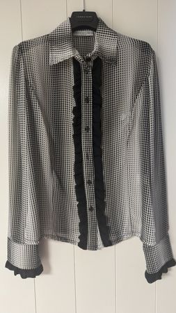Damen Bluse Donna Clara schwarz weiss Grösse L