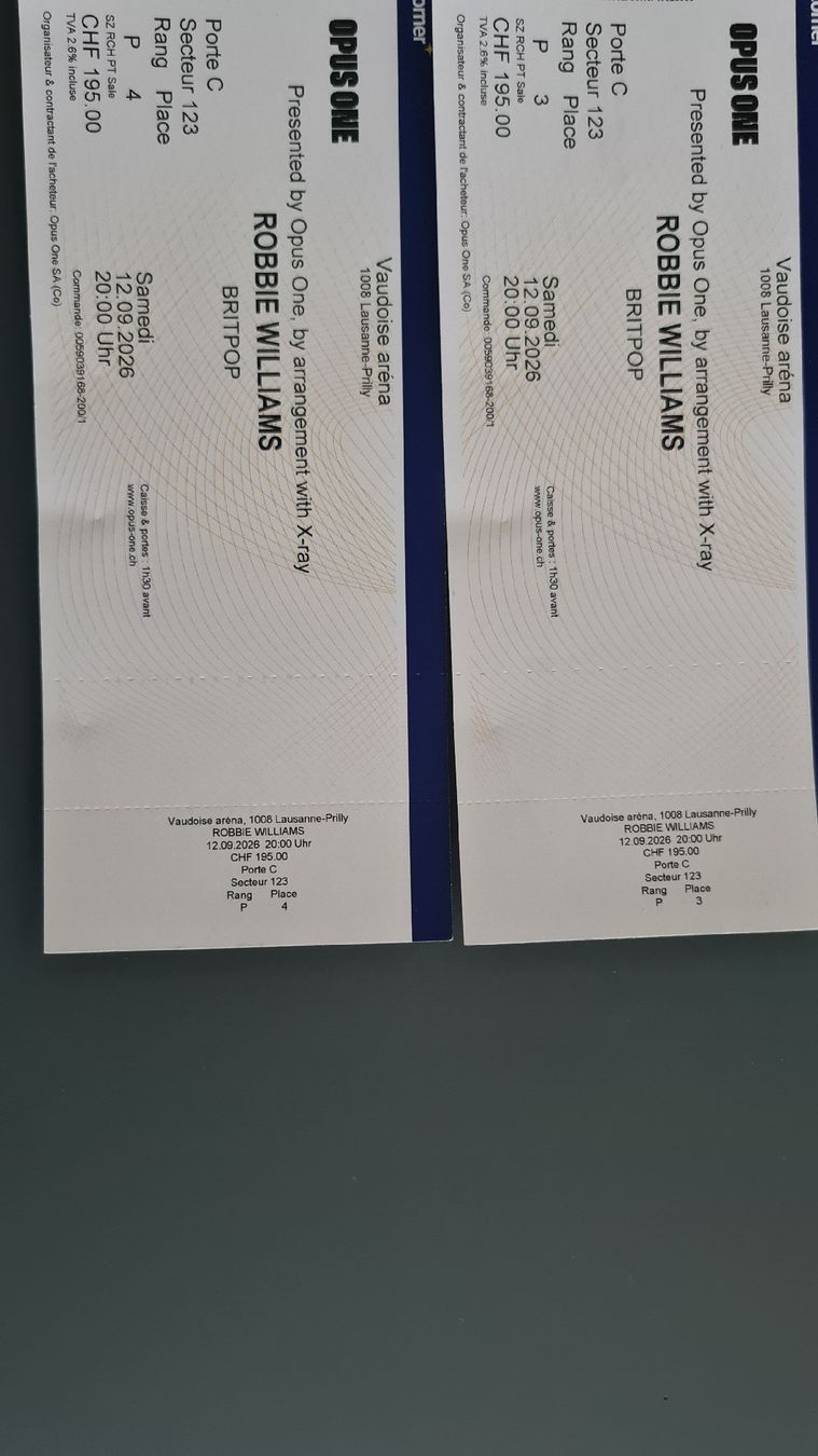 Biglietti: Robbie Williams Lausanne – Nuovo e nell'imballaggio originale da Waldkirch venduto da Roland_mattle