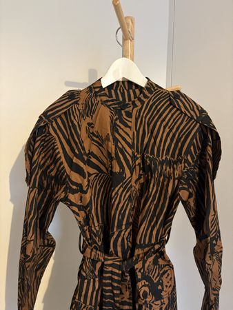 Max Mara Shirt Dress Zebra Print Brown Size S/M New