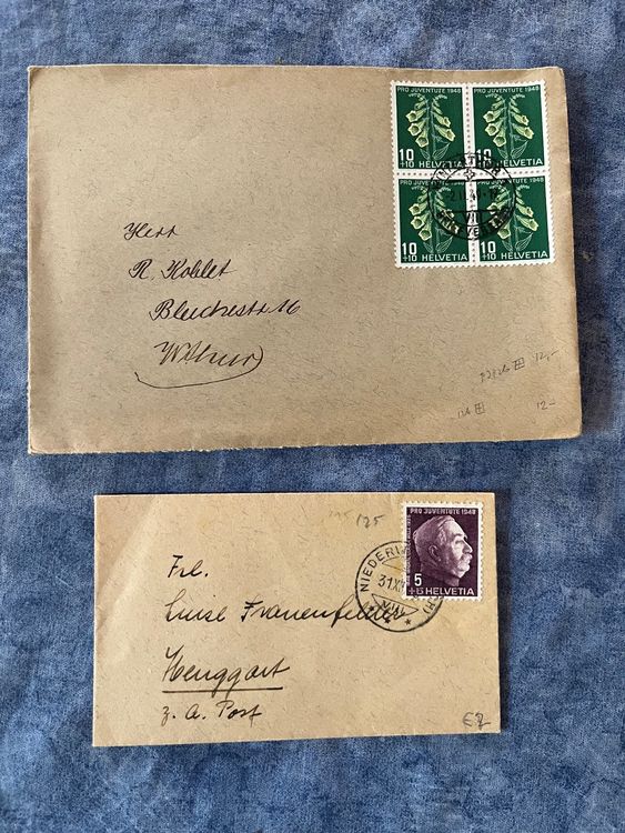 Enveloppes avec timbres pro Juventute des années 1940 (Gebraucht) in ...