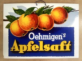 Altes Werbe Reklame Plakat Cartonage "Oehmigen's Apfelsaft"