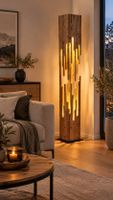 Altholz - Stehlampe „Skyline Glow“ aus Altholzbrettern