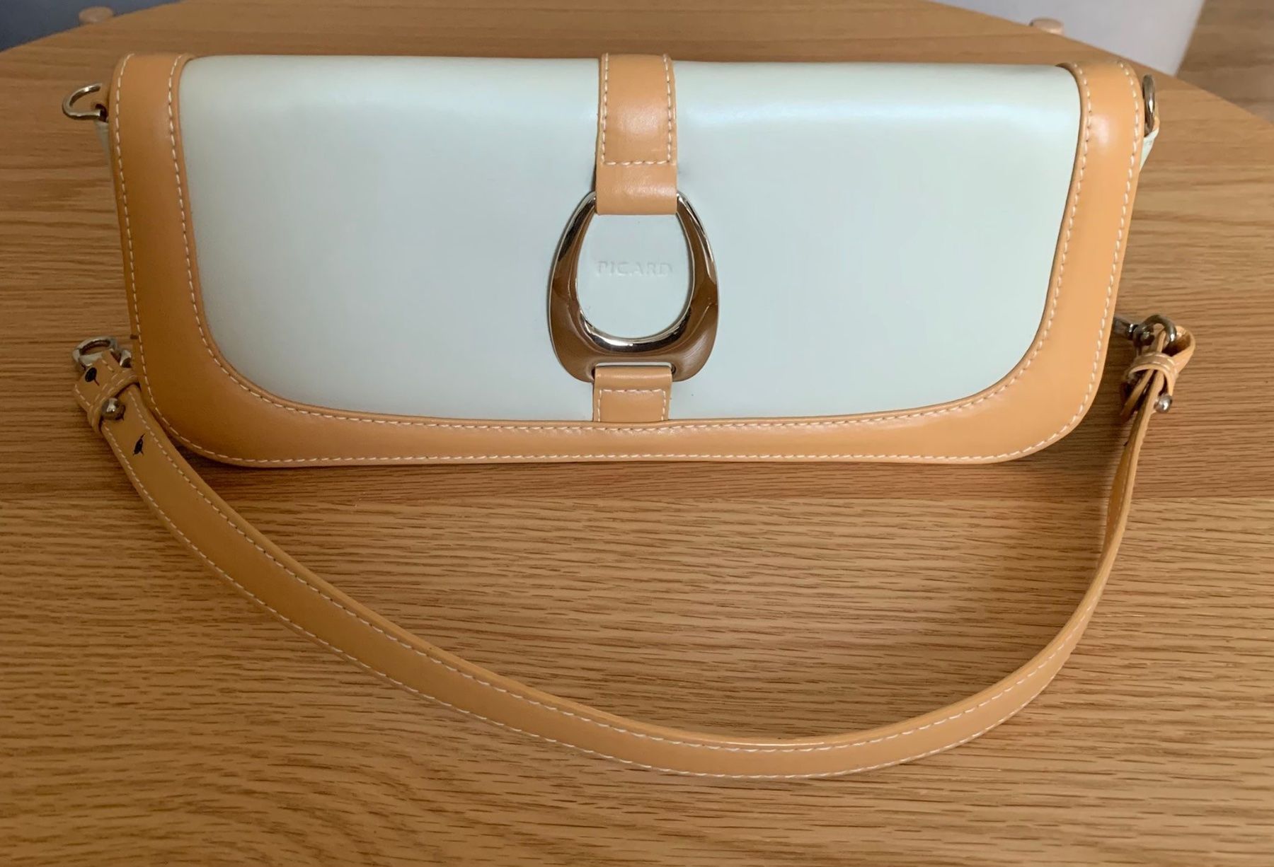 Picard Borse da donna: Picard Leder Tasche Clutch weiss helles orange Aprikose – Usato da Nussbaumen AG venduto da brigitebardot