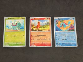 Bulbasaur, Charmander, Squirtle - MEW 151 Reverse Holo 🌟