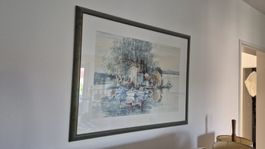 Aquarell Schiffe kleine Insel