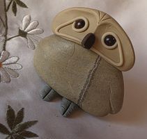 Eule Figur Naturstein Handgemacht einzigartig siehe Foto