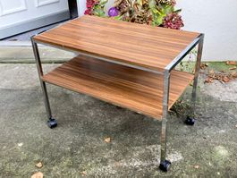 Designer Bürotischli Chromstahl auf Rollen Midcentury