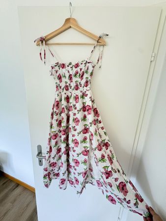 Sommerkleid Blumenmuster Weiss Grösse S