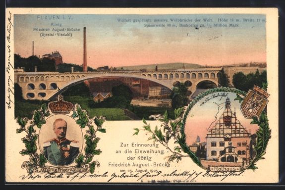 Cartoline postali: Plauen, Einweihung Friedrich-August-Br – Usato da Berlin venduto da bartko-reher