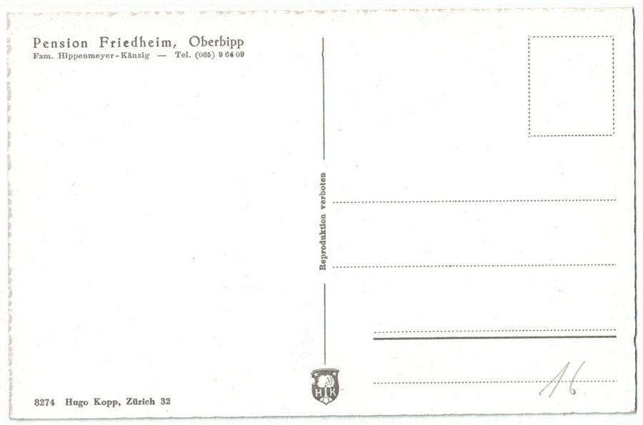 Ansichtskarten: Oberbipp, Pension Friedheim, Fam. Hippenmeyer – Gebraucht aus Frauenfeld von POML 1