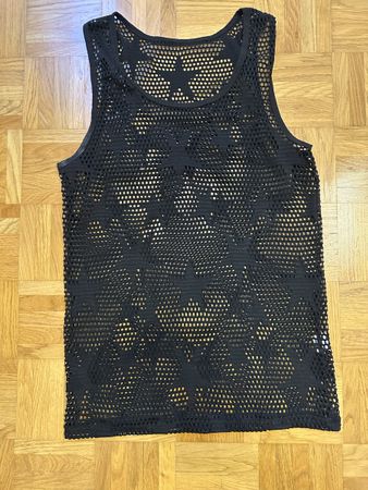 Netz Tanktop schwarz mit Sternenmuster Gr. M