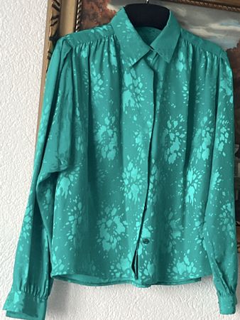 Edle Satten Seide 💯Bluse Handarbeit Gereinigt NeuewK6)Gr38,