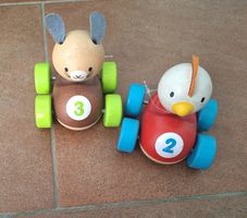 Holzautos Set Hase und Huhn mit Rädern guter Zustand