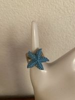 Schicker Seestern Ring Gr. 62 Türkis Glitzer Sommer