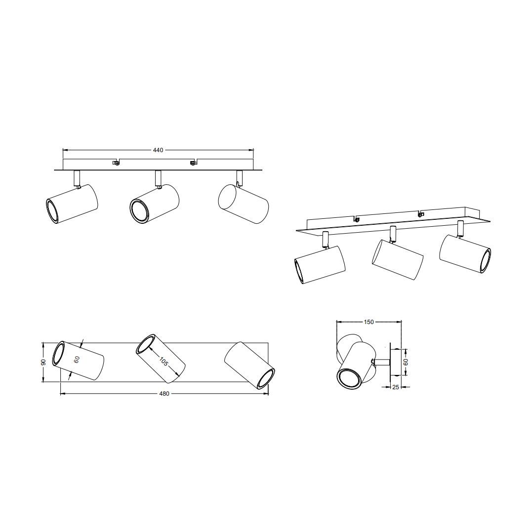Lampade: Deckenleuchte, 3er Spot, 48 cm x 9 cm – Nuovo (secondo la descrizione) da Kreuzlingen venduto da Smart-Light 4