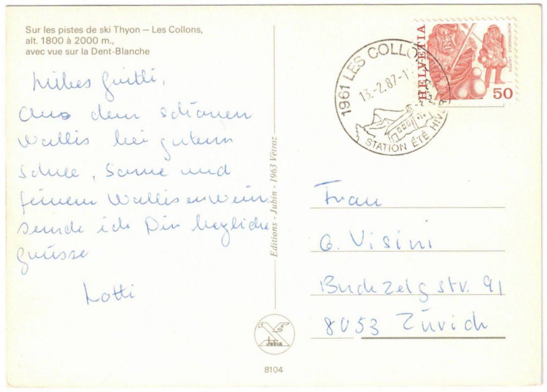 Cartoline postali: Thyon - Télèski/Skilift – Usato da Binningen venduto da Mountainrider 1