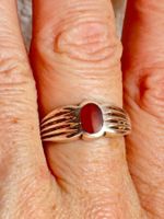 Vintage Silberring mit dunkelrotem Stein (Grösse 60)