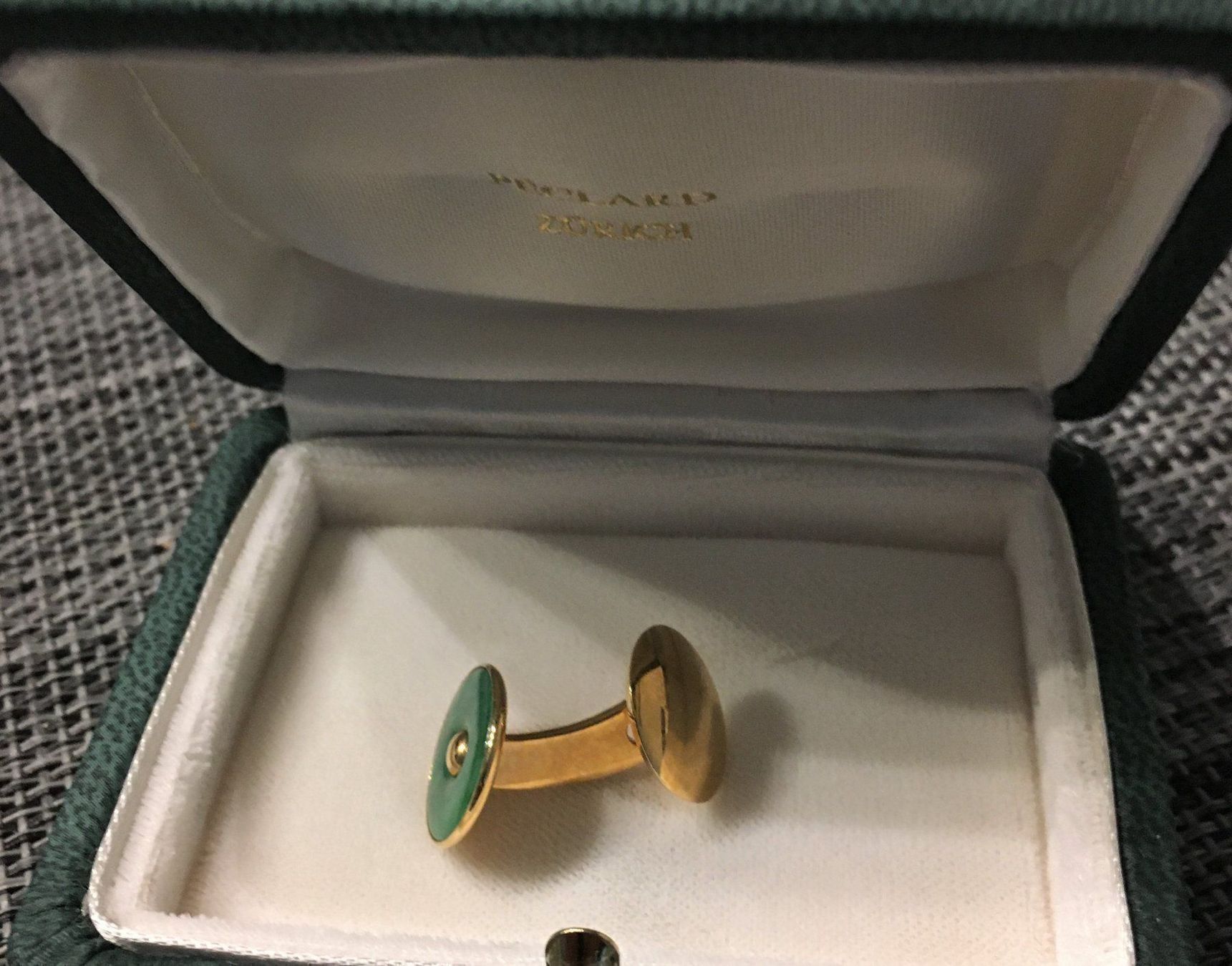 Gemelli: Edle Manschettenknöpfe Gold mit Jadeit-Pi Scheiben – Nuovo (secondo la descrizione) da Zürich venduto da baracuda8048 4