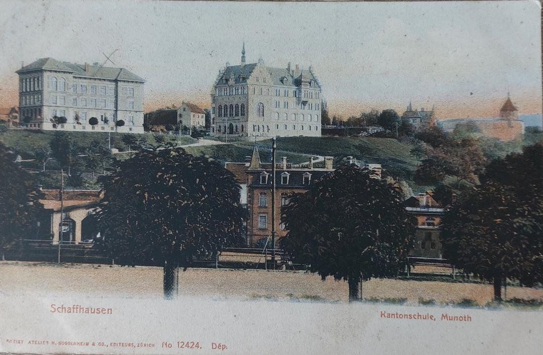 Cartoline postali: SCHAFFHAUSEN  -  Kantonsschule, Munoth  -  1911 – Usato da Delémont venduto da Domdom1